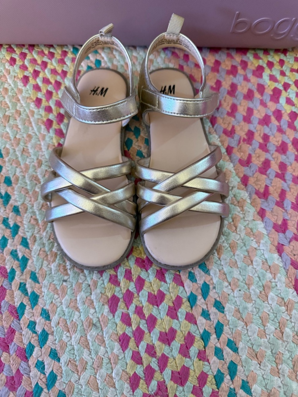 H&M Girls Gold Crisscross Strap Sandals